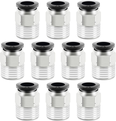 Push to Connect Fitting, 3/8" Tube OD x 3/8" NPT Thread Male Straight Pneumatic Air Fitting Quick Connector for Solenoid Valves Hydraulic Cylinder...