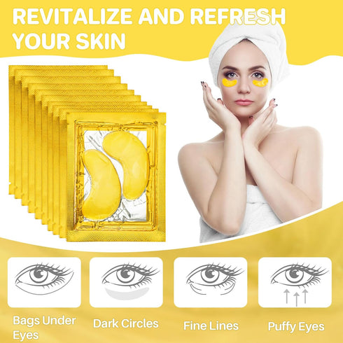 Gold Under Eye Patches - 30 Pairs Golden Glow Under Eye Patches for Dark Circles,Gold Moisturizing Eye Skin Mask for Women,Eye Dark Circles Masks ...