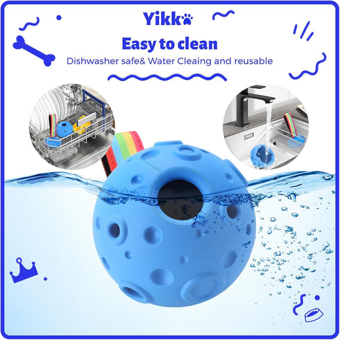 Yikko Treat Dispensing Dog Ball Toy, Durable Fillable Dog Treat Toys, Interactive Dog Chew Toys for Large Medium Small Dogs, Easy Clean Rubber Out...