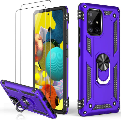 LUMARKE for Galaxy A51 5G Case with Screen Protector,Pass 16ft. Drop Tested Military Grade Protective Phone Cover with Magnetic Ring Kickstand Com...
