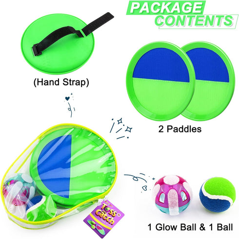 Kids Toys - Glow in The Dark Outdoor Games, Beach Toys, Toss and Catch Ball Set with Light Up Ball, Outdoor Toys for Kids Ages 4-8, LED Toys for K...