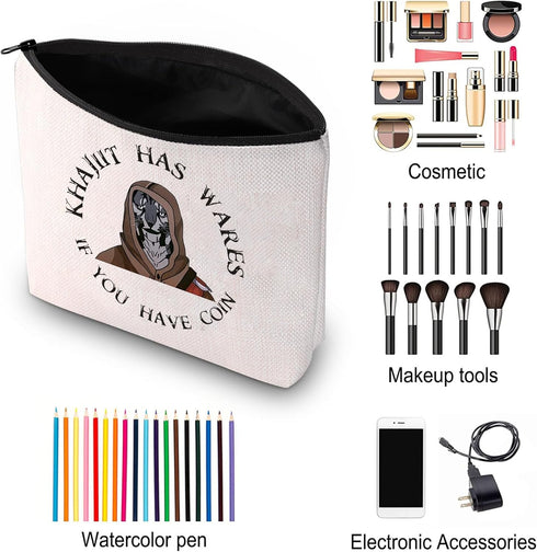 Role-Playing Video Games Merch Game Inspire Themed Gift Werecat Cosmetic Zipper Pouch Khajiit Has Wares If you Have Coin (Game)...