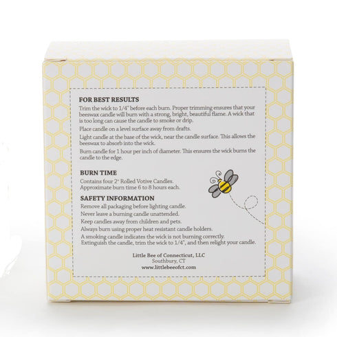 Hand-Rolled Beeswax Votive Candles 4pk - By Little Bee of Connecticut...