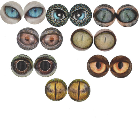 10 Pairs Glow in the Dark Glass Animal Eyes 25mm Round Dome Glass Cabochons Flatback for DIY Craft Clay Eyes...