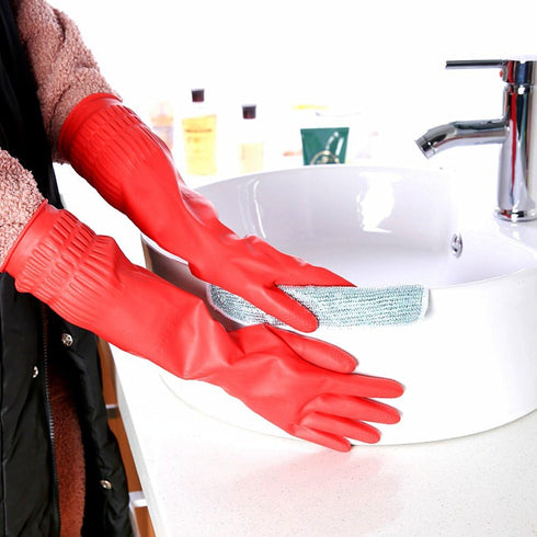 Rubber Cleaning Gloves Kitchen Dishwashing Glove 3-Pairs,Waterproof Reuseable.(Small)...