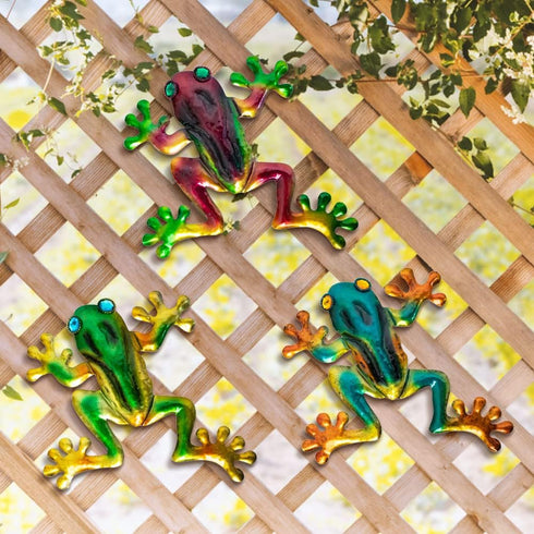 dreamskip Frog Decor, Outdoor Wall Art, Frog Gifts, Metal Frog Wall Decor for Fence, Garden, Patio, Yard, Outside (3 Pieces)...