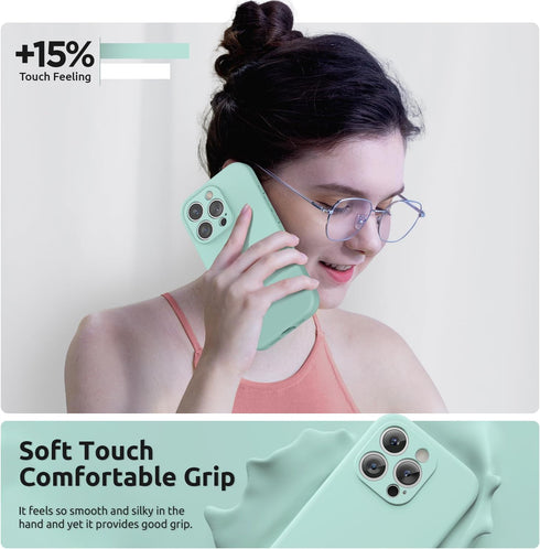 SURPHY Designed for iPhone 15 Pro Case with Screen Protector and Lanyard, Phone Strap and Liquid Silicone Phone Case (Camera Protective + Soft Mic...