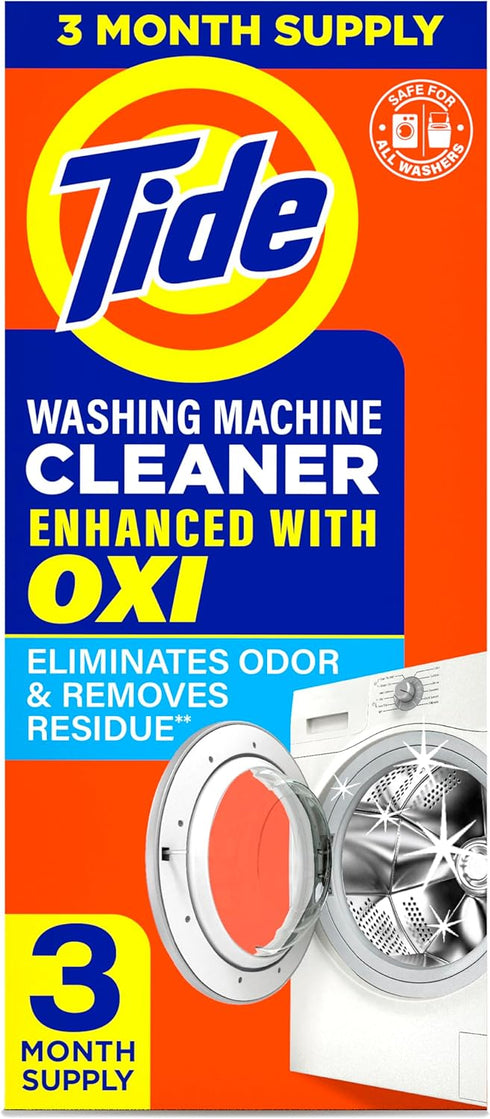 Washing Machine Cleaner by Tide, Washer Machine Cleaner with Oxi for Front and Top Loader Washer Machines, Deep Cleaning Odor Eliminator, 3 Month ...