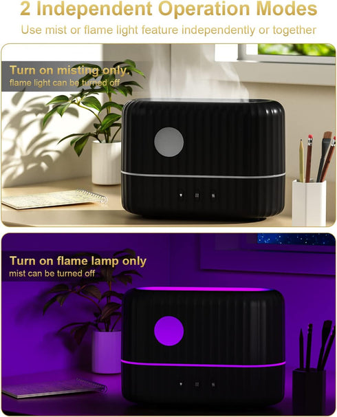 Flame Diffuser for Essential Oil, 7 Color Flame Light Intensity Modes and 2 Adjustable Cool Mist Setting Aromatherapy Diffusers Air Humidifier, 20...