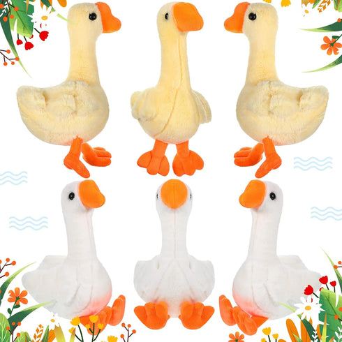 6 Pieces Goose Stuffed Animal 6.3 Inch Plush Goose Stuffed Goose White Light Yellow Stuffed Animal Toy Soft Stuffed Doll Birthday Gift for Christm...