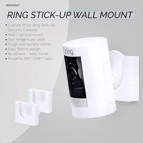 Adhesive Wall Mount for Stick Up Cam (2 Pack) Security Camera (Battery, Wired & Solar Versions) No Hassle Bracket Holder, No Screws, No Mess Insta...