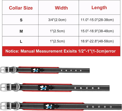 AUAUY Nylon Dog Collar, Pet Dog Reflective Collar, Ultra Soft Neoprene Padded, Adjustable Reflective Stitching Pet Collar with Durable Metal Buckl...