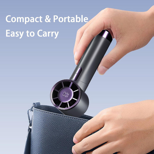 Portable Handheld Fan, 1-100 Speeds Adjustable Turbo Mini Fan with LED Display, Rechargeable Ice Cooling Personal Fan, Metal Shell with lanyard, G...