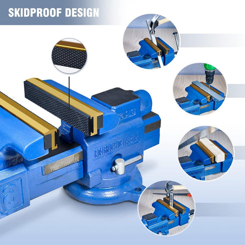 6" Vise Jaws, Universal Soft Vice Jaws Pads Covers with Strong Magnetic, Multi-Purpose Protector for Any Metal Vice, 1 Pair, Golden...
