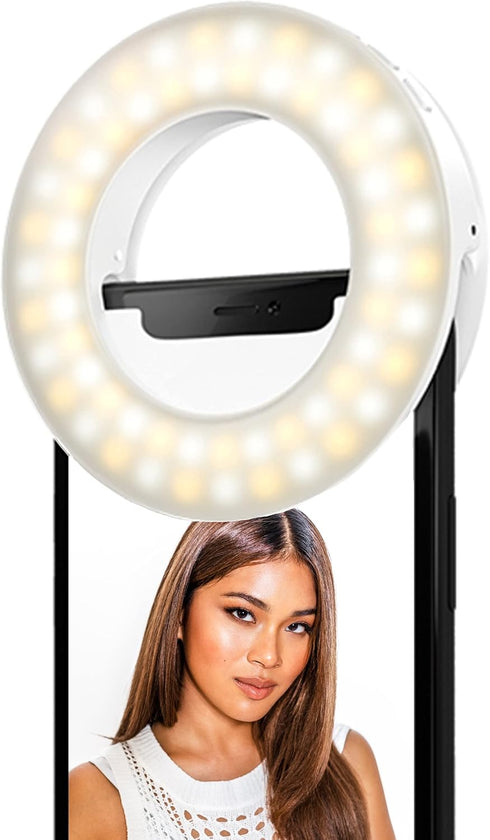 Selfie One - Ring Light for Phone, iPhone, Android or Laptop | 3 Adjustable Light Modes | Rechargeable Batteries | Clip On Design | Perfect for Be...