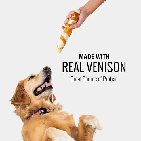 Good ‘n’ Fit Rolls Made with Real Venison, 2 Large Rolls, Treat Your Dog to a Long-Lasting and Highly Digestible Rawhide Chew...