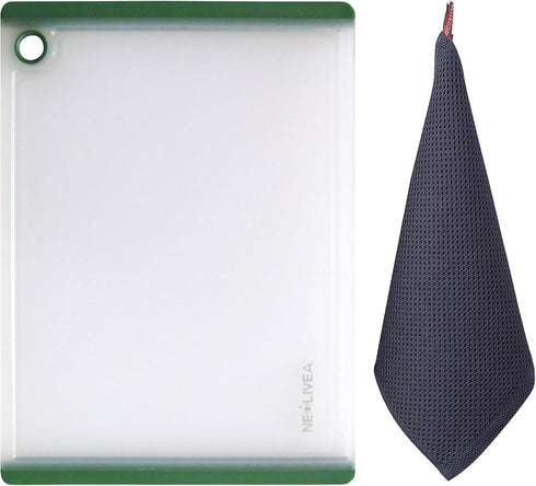 Kitchen Plastic Cutting Board Set | BPA-Free Chopping Boards with Non-slip Feet, Juice Grooves, and Dishwasher Safe Design | White Color | Include...