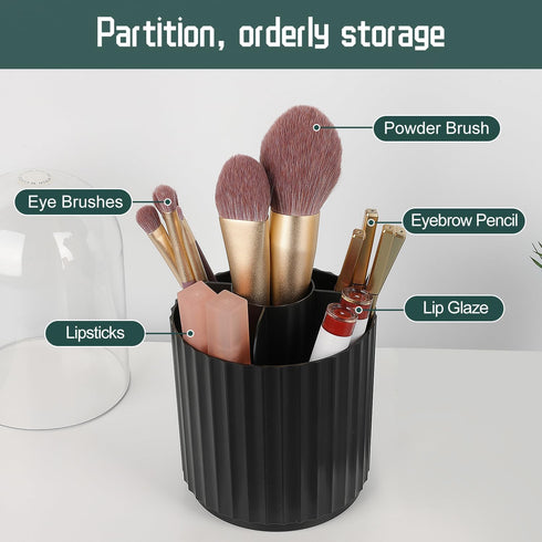 JessLab Makeup Brush Holder Organizer with Lid, 360 Degree Rotatable Makeup Brush Organizer Spinning Cosmetics Holders Brush Storage Box Display f...