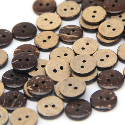 100pcs 13mm(0.5inch) Brown Natural Coconut Shell Buttons, 2 Holes Eco-friendly Wooden Buttons for Sewing, Children Handmade Scrapbooking, Baby Clo...