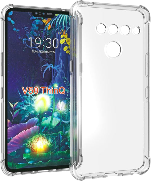 Case for LG V50 ThinQ Clear TPU Four Corners LG V50 Protective Cover Transparent Soft funda...