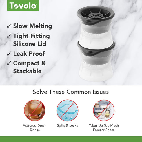 Tovolo Craft Ice Molds – Baseball 2.5” Large Sports Ice Spheres for Whiskey, Bourbon, Cocktails, Gifts & More – 2 Pack Slow Melting, Stackable, BP...