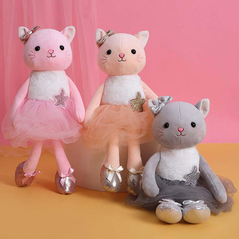 Plush Ballerina Dolls Kitten Cat Stuffed Animals Toys Ballet Dance Recital Gifts for Girls 15.5 Inches (Pink)...