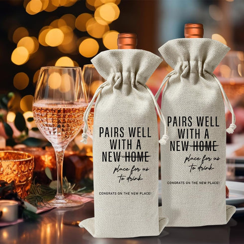 Housewarming Gift New House Wine Bag for Women Men Wife Husband Couple Owner Homeowner, Realtor Gift to Client, New Home Gift Ideas, House Warming...