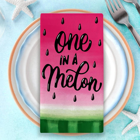 Seliem Sweet Summer Gnome Kitchen Dish Towels Set of 2, One in A Melon Watermelon Bee Hand Towel Drying Baking Cooking Cloth, Pink Green Polka Dot...