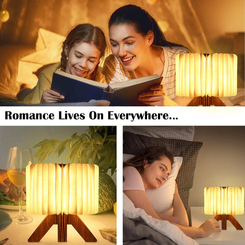 Folding Book Lamp, Pleated Table Lamp Rechargeable Night Light Lamp, 3 Lighting Models Aesthetic Lamp, Waterproof Night Lamp for Bedroom, Bedside ...