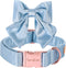 Unique style paws Silk Blue Color Dog Collar Adjustable Durable Dog Collar with Bow Wedding Bowtie Collar for Small Puppy and Cats...