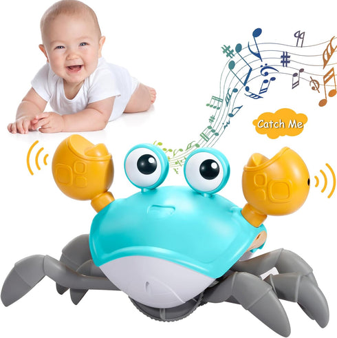 Crawling Crab Baby Toy Gifts Infant Tummy Time Toys Build in Rechargeable Battery,Baby Toys with Music and LED Light for 0-6 6-12 1-3 4+ Year Old ...