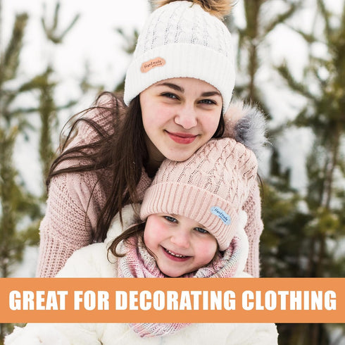 60Pcs Handmade Sewing Labels, PU Leather Labels Sewing Labels for Handmade Items with Hole DIY Sewing Lables for Embellishment Crochet Knitting Ha...