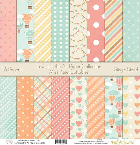 Pattern Paper Pack - Love is in the Air - Scrapbook Premium Specialty Paper Single-Sided 12"x12" Collection Includes 16 Sheets - by Miss Kate Cutt...