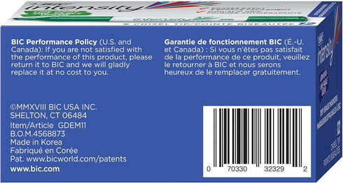 BIC Intensity Low Odor Dry Erase Marker, 12 Pack, Chisel Tip, Tank, Green, Erases Cleanly, Non-Toxic Markers...