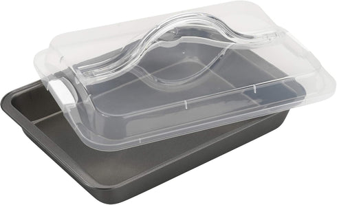 GoodCook Everyday Nonstick Steel Bake-N-Take Oblong Pan, 9" x 13" with Lid, Gray...