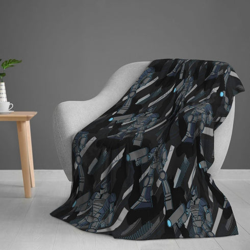 Robotic Warrior Pattern Throw Blankets All Season Ultra Soft Warm Robot Giftable Fleece Blanket for Home Bed Sofa Couch Chair Outdoor Travel Campi...