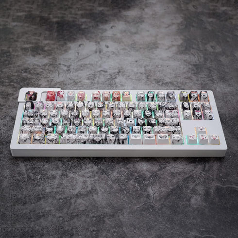 Gliging Translucent Keycaps PBT Dye Sublimation OEM Profile 108 Keycap Set Japanese Anime Keycap Keyset with Puller for Cherry Mx Gateron Kailh Sw...