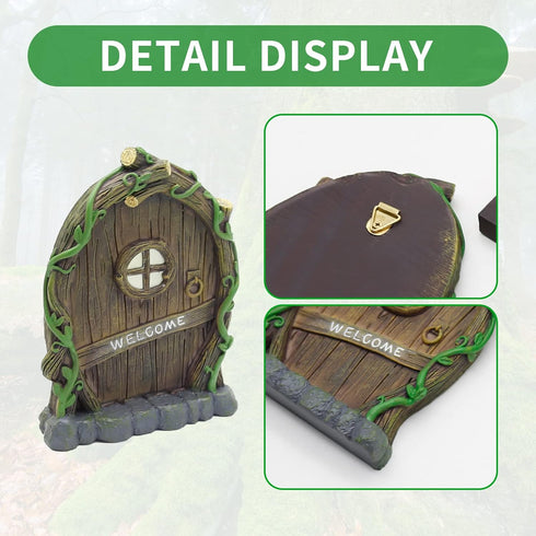 Fairy Garden Accessories Yard Garden Sculpture Decoration Gnome Home Window and Door with lamp Decoration for Trees...