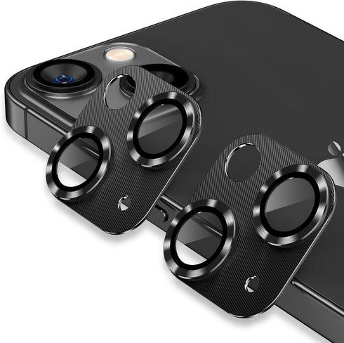 AFARER [2 Pack Camera Lens Protector for iPhone 15 6.1"/iPhone 15 Plus 6.7",3D Aluminum Metal Lens Film,9H Hardness Tempered Glass Camera Screen C...