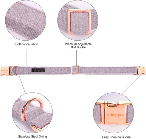 ARING PET Girl Dog Collar-Cotton Lavender Dog Collar with Bow, Adjustable Bowtie Dog Collars Pet Collars Gifts with Metal Buckle...