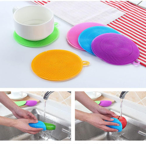 Silicone Dish Scrubber, Kitchen Sponges, Silicone Sponge,Dish Brush, Silicone Sponge Dish Sponges, Kitchen Sponge Double Sided Cleaning Sponges Ga...