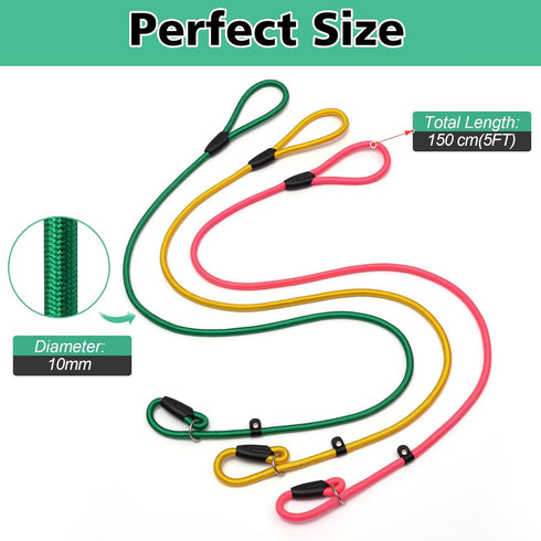 3pcs Slip Lead Dog Leash,Strong Nylon Rope Leash,Training Leash for Large Medium and Small Dogs...