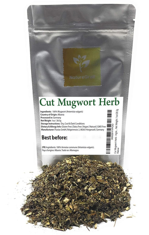 Mugwort Tea - Dried, Cut Artemisia Vulgaris Herb - 100% Riverside Wormwood, Felon Herb, Chrysanthemum Weed - Net Weight: 1.0oz/28.5g...