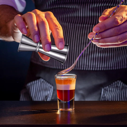 Homestia Jigger for Bartending, Double Cocktail Jigger Japanese Premium 304 Stainless Steel Heavy-Duty Jigger 2 OZ 1 OZ with Measurements Inside f...
