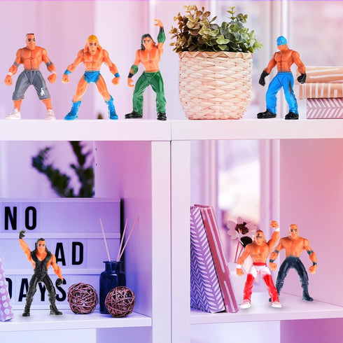 Skylety 32 Pcs Wrestling Toys Wrestler Warriors Toys with 12 Mini Wrestlers Action Figures Wrestling Figures Toys, 20 Realistic Accessories Realis...