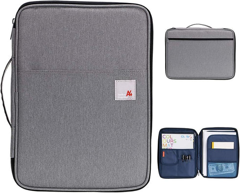 BTSKY New Universal A4 Document Bags Portfolio Organizer- Waterproof Travel Gear Organizer Zipper Case/Document File Bag for Ipads, Notebooks, Pen...