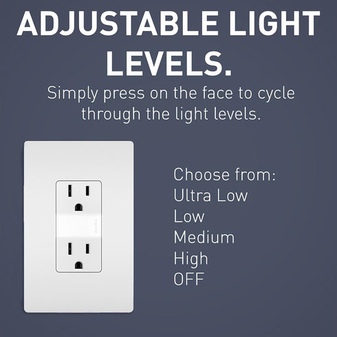 Legrand radiant NTL885TRWCC6 15 Amp Adjustable LED Night Light Outlet, Tamper Resistant Decorator Receptacle, Optional Louver, White (1 Count)......