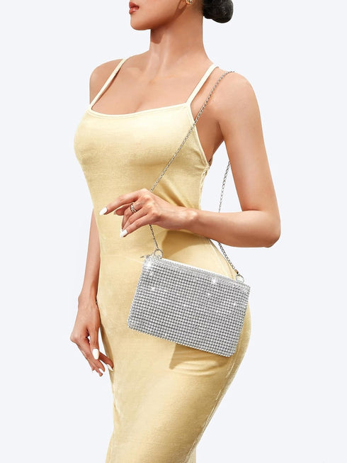 Verdusa Women's Shiny Mini Rhinestone Square Bag Sparkle Clutch Purse Wedding Evening Party Handbags...