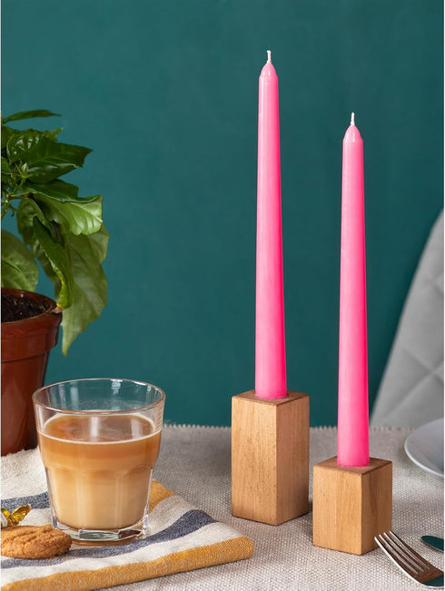 CANDWAX 8 inch Taper Candles Set of 4 - Dripless and Smokeless Candle Unscented - Slow Burning Candle Sticks - Pink Candles Taper...