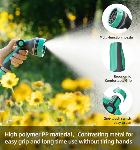 Heavy Duty Garden Hose Nozzle, 10 Spray Patterns Water Hose Sprayer with Thumb Control On/Off Valve, Comfortable Grip, Ideal for Outdoor Watering,...